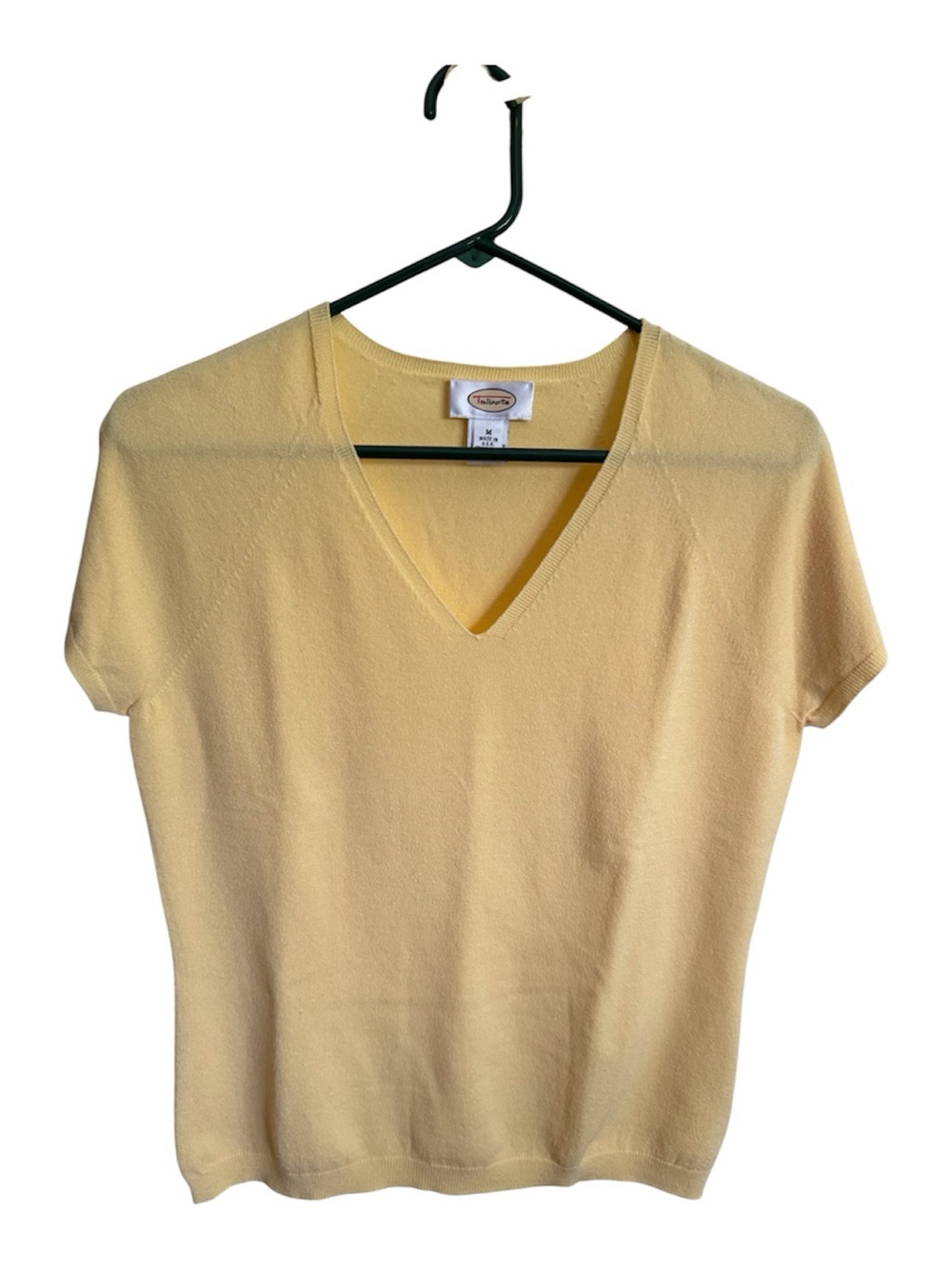 Talbots Pale Yellow V-Neck Short Sleeve Knit Top